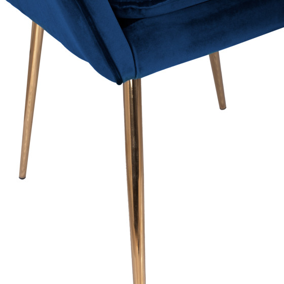 Armchair Sawyer HM8523.08 from Velvet Blue with gold legs 55Χ60Χ83cm