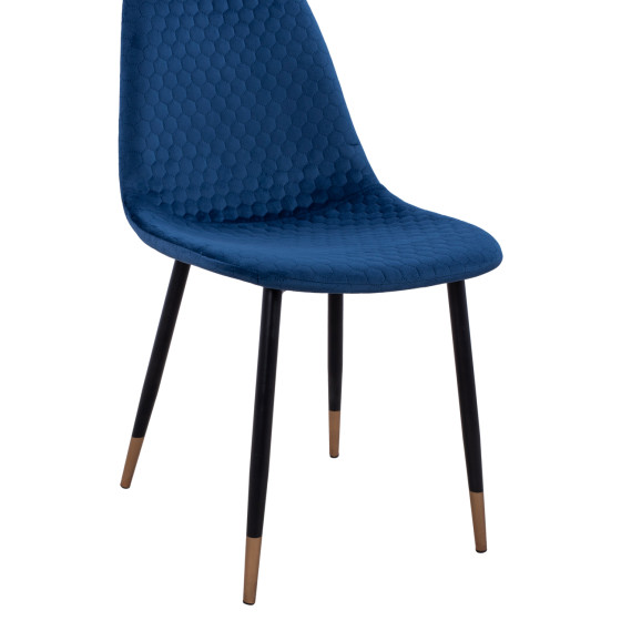Chair Lucille HM8552.08 form Velvet Blue with metallic frame 45x56x81cm
