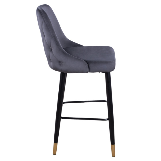 Bar Stool SERENITY HM8519.01 from velvet grey with metallic frame 51x57x110cm