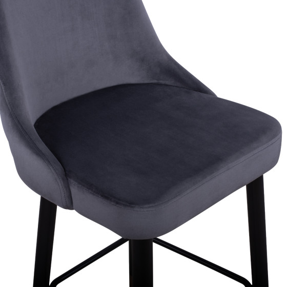 Bar Stool SERENITY HM8519.01 from velvet grey with metallic frame 51x57x110cm