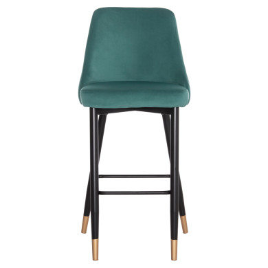 Bar Stool SERENITY HM8519.03 Velvet Cypress Green Color and metallic frame 51x57x110cm