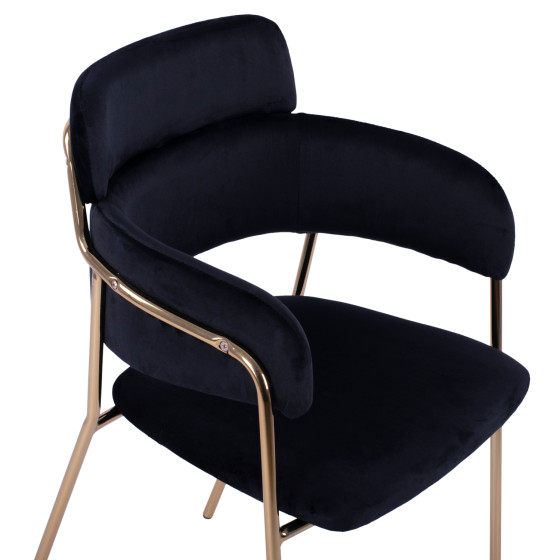 Armchair Kelso HM8521.04 Velvet Black & Gold Leg 52,5x52x80 cm