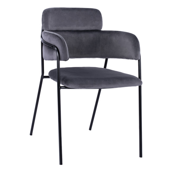 Armchair Kelso HM8521.01 Velvet Dark Grey & Black Leg 52,5x52x80 cm