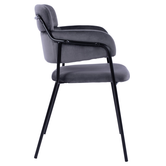 Armchair Kelso HM8521.01 Velvet Dark Grey & Black Leg 52,5x52x80 cm