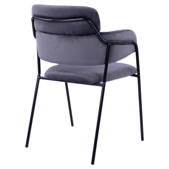 Armchair Kelso HM8521.01 Velvet Dark Grey & Black Leg 52,5x52x80 cm