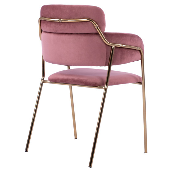 ARMCHAIR KELSO HM8521.02 VELVET DUSTY PINK & GOLD PLATED LEGS 52,5x52x80Υ cm.