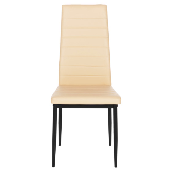DINING CHAIR LADY HM0037.25 CREAM WHITE PU-BLACK METAL FRAME K/D 42x44x95Hcm