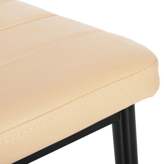 DINING CHAIR LADY HM0037.25 CREAM WHITE PU-BLACK METAL FRAME K/D 42x44x95Hcm