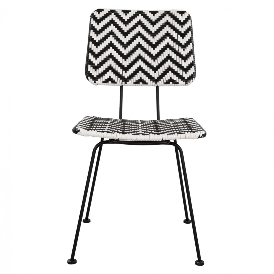 Metallic chair Allegra HM5693 with wivker Black-White 46x56x88cm