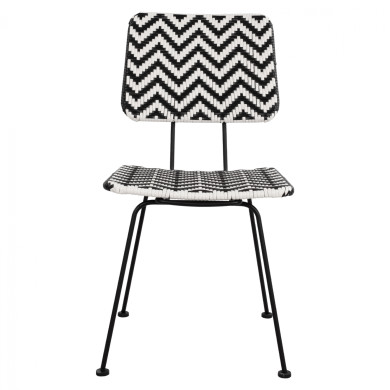 Metallic chair Allegra HM5693 with wivker Black-White 46x56x88cm