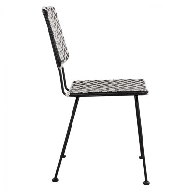Metallic chair Allegra HM5693 with wivker Black-White 46x56x88cm