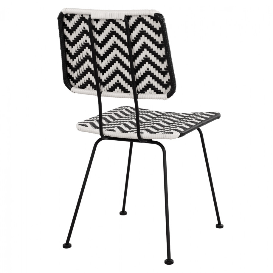 Metallic chair Allegra HM5693 with wivker Black-White 46x56x88cm