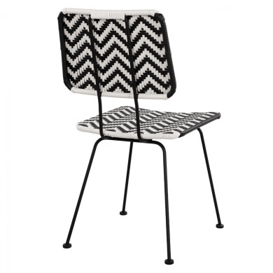 Metallic chair Allegra HM5693 with wivker Black-White 46x56x88cm