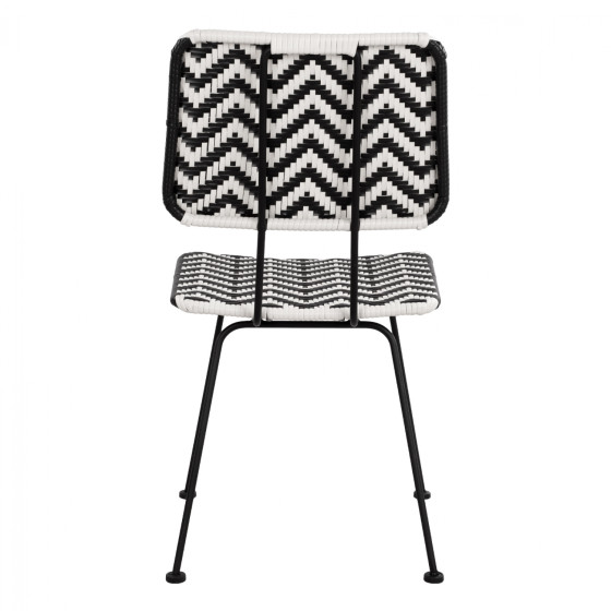 ΚΑΡΕΚΛΑ ΜΕΤΑΛΛΙΚΗ ALLEGRA HM5693 ΜΕ WICKER ΜΑΥΡΟ-ΛΕΥΚΟ 46x56x88Υ εκ.