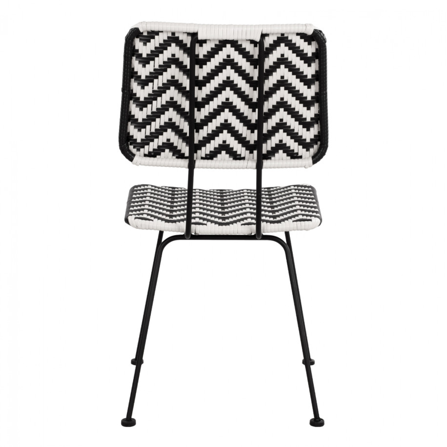 Metallic chair Allegra HM5693 with wivker Black-White 46x56x88cm