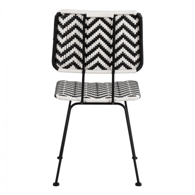 Metallic chair Allegra HM5693 with wivker Black-White 46x56x88cm