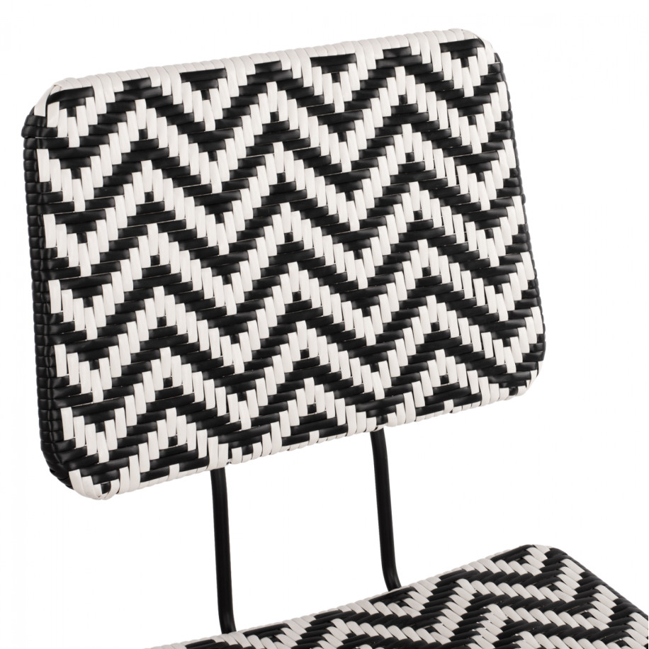 Metallic chair Allegra HM5693 with wivker Black-White 46x56x88cm