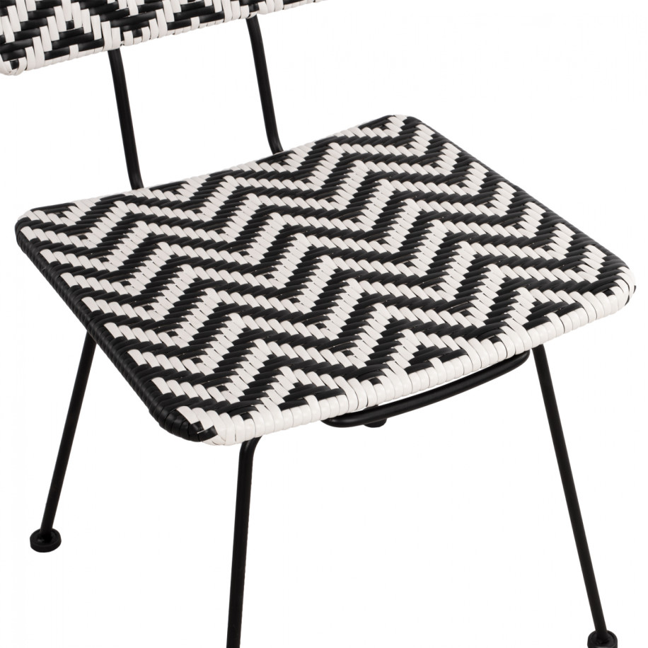 Metallic chair Allegra HM5693 with wivker Black-White 46x56x88cm