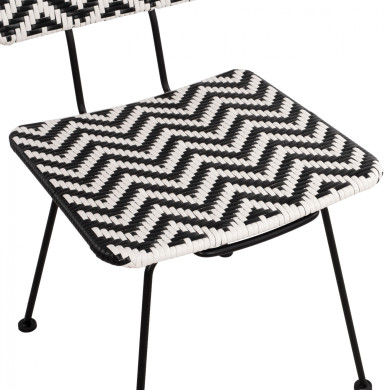 Metallic chair Allegra HM5693 with wivker Black-White 46x56x88cm