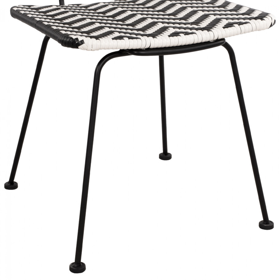 Metallic chair Allegra HM5693 with wivker Black-White 46x56x88cm