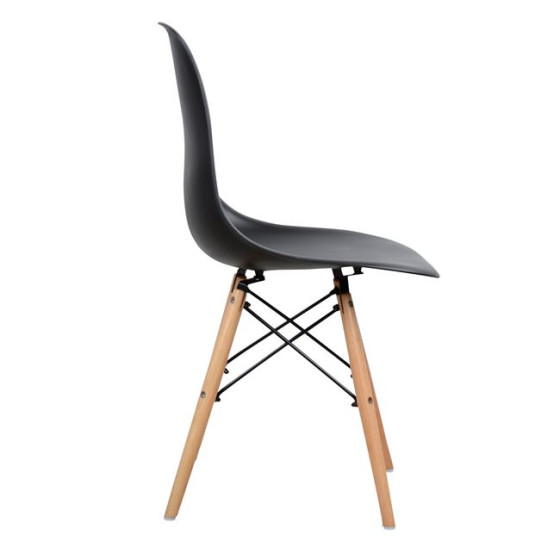 Chair with wooden legs and seat Twist PP black HM8460.02 46x50x82 cm