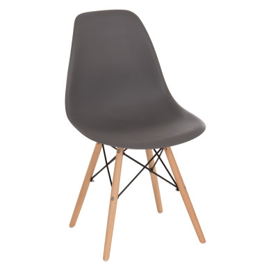 Chair with wooden legs and seat Twist PP Grey HM8460.10 46x50x82 cm