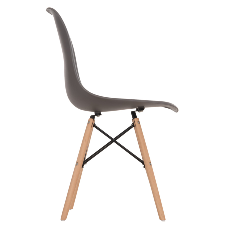 Chair with wooden legs and seat Twist PP Grey HM8460.10 46x50x82 cm