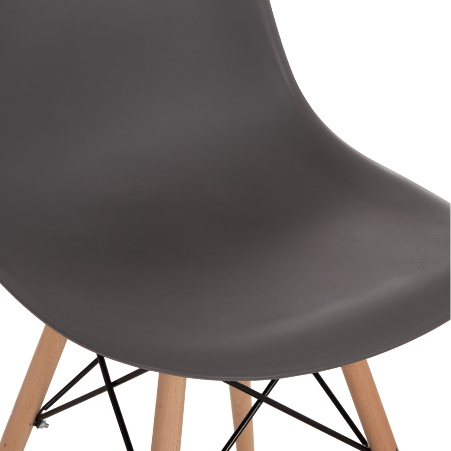 Chair with wooden legs and seat Twist PP Grey HM8460.10 46x50x82 cm