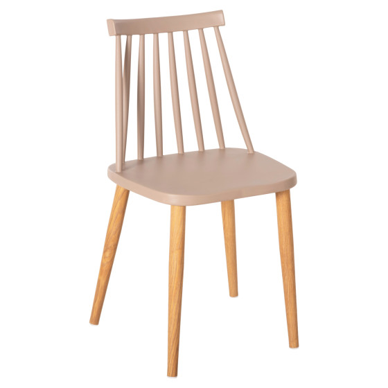 Dining chair HM8052.25 Vanessa Cappuccino with metallic legs 42.5x44x81H cm.