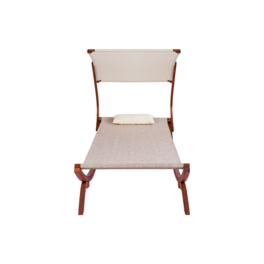 Sunbed Wooden Walnut-Beige with shade Colby HM5671.02 105x221x162cm