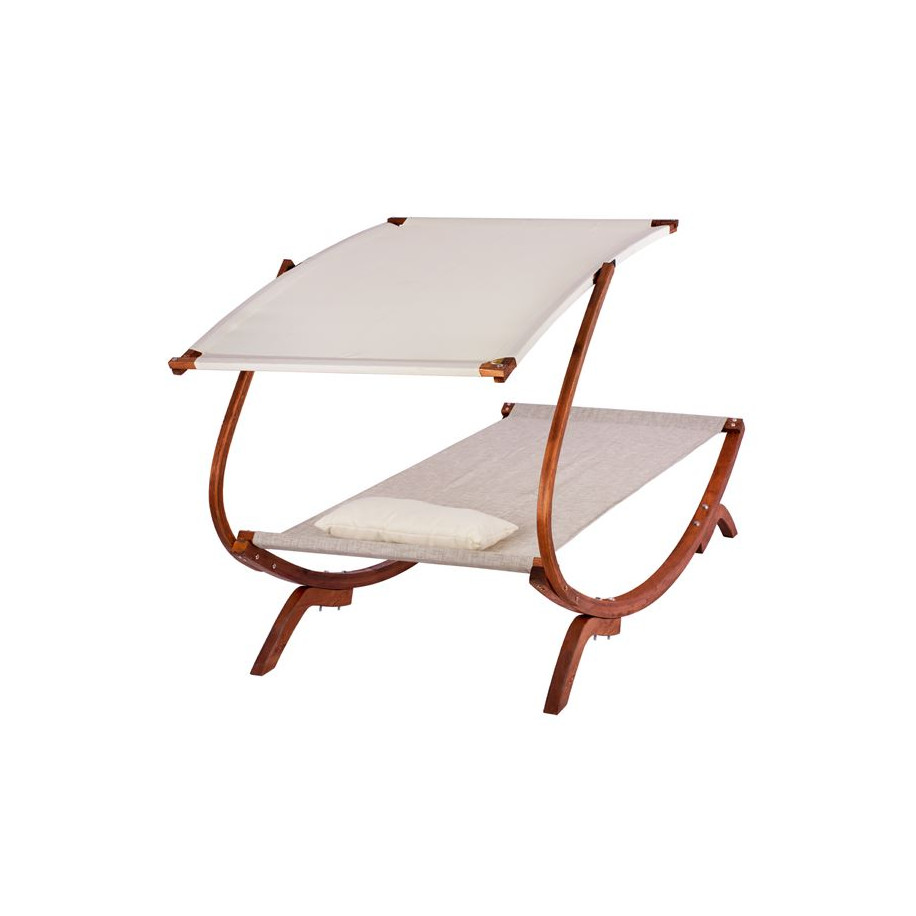 Sunbed Wooden Walnut-Beige with shade Colby HM5671.02 105x221x162cm