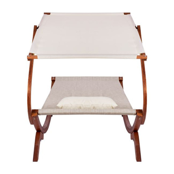 Sunbed Wooden Walnut-Beige with shade Colby HM5671.02 105x221x162cm