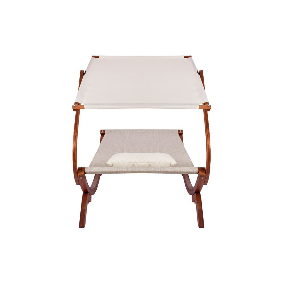 Sunbed Wooden Walnut-Beige with shade Colby HM5671.02 105x221x162cm