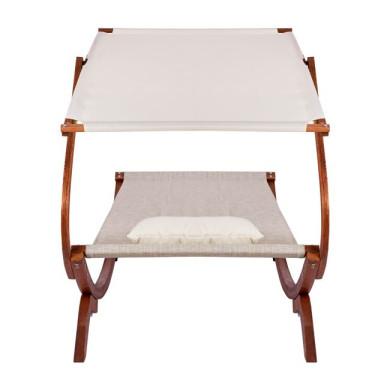 Sunbed Wooden Walnut-Beige with shade Colby HM5671.02 105x221x162cm