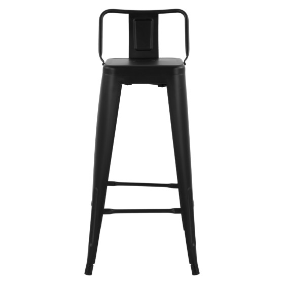 Bar Stool Metallic Melita with back Black matte 43x43x95cm HM8643.22