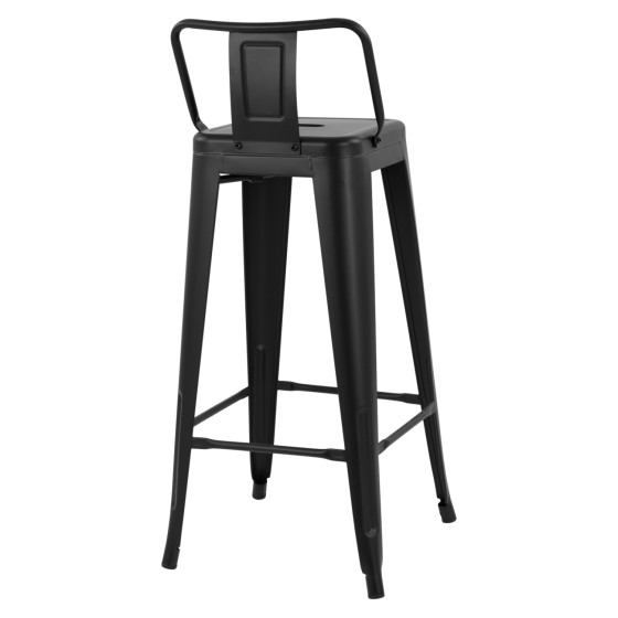 Bar Stool Metallic Melita with back Black matte 43x43x95cm HM8643.22