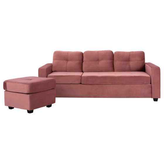 SOFA CORNER REVERSIBLE FABRIC VELVET DUSTY PINK 207x145x85Y cm. HM3004.12
