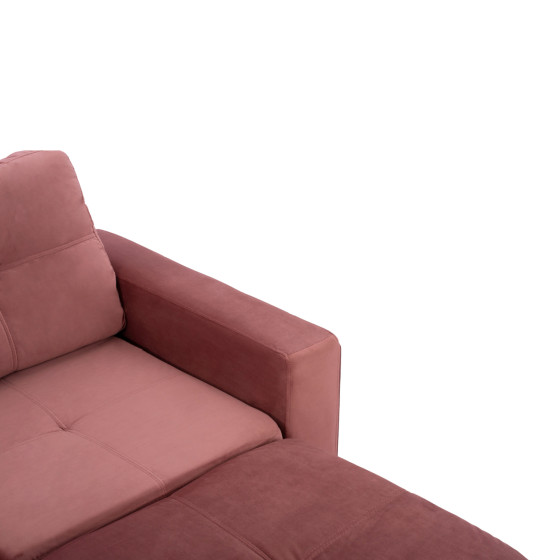 SOFA CORNER REVERSIBLE FABRIC VELVET DUSTY PINK 207x145x85Y cm. HM3004.12