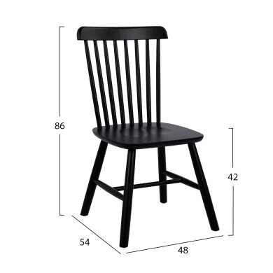 DINING CHAIR LUCIEN HM8645.02 BEECH WOOD IN BLACK MATTE COLOR 48x54x86H cm