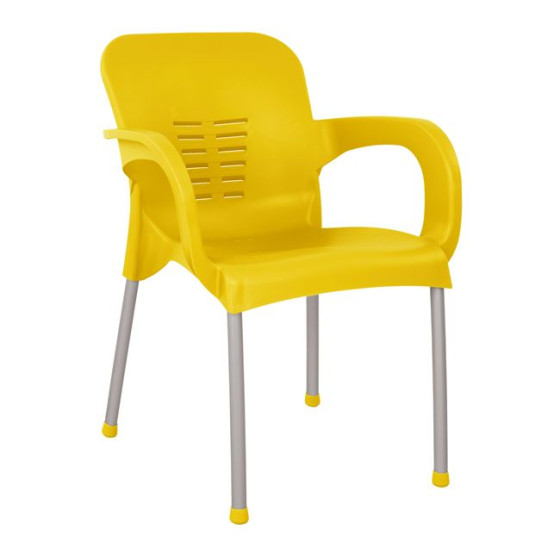 Aluminum armchair KAREK HM5592.09 yellow color with aluminum leg 59x58x81 cm.