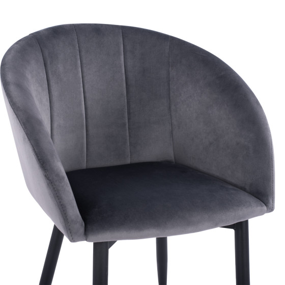 Armchair Bessie HM8699.01 Velvet Grey with metallic frame 60x62x80 cm.