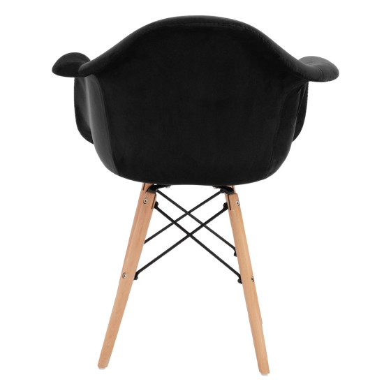 ΠΟΛΥΘΡΟΝΑ MIRTO HM8720.04 ΜΕ ΞΥΛΙΝΑ ΠΟΔΙΑ & ΒΕΛΟΥΔΟ ΜΑΥΡΟ 62x62x80Υ εκ.