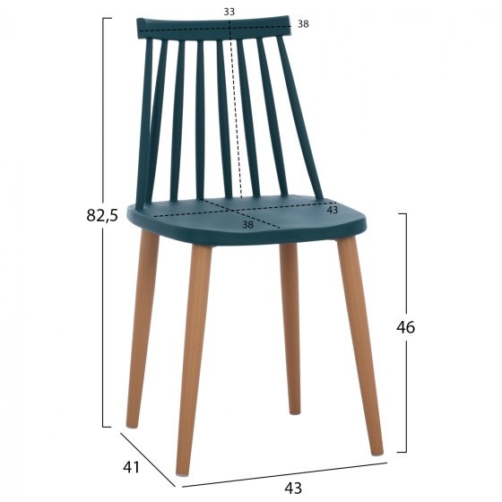 Dining Chair HM8052.05 Vanessa Blue with metallic legs 43x41x82,5 cm.