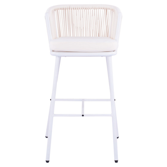 Stool with metallic frame and rope white HM5714.03 46x54x101 cm