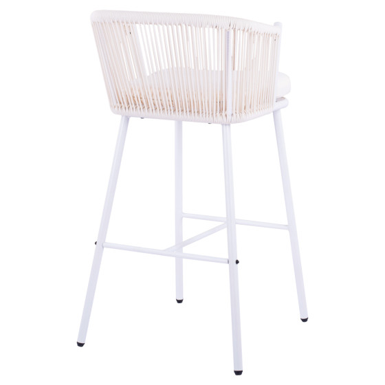Stool with metallic frame and rope white HM5714.03 46x54x101 cm