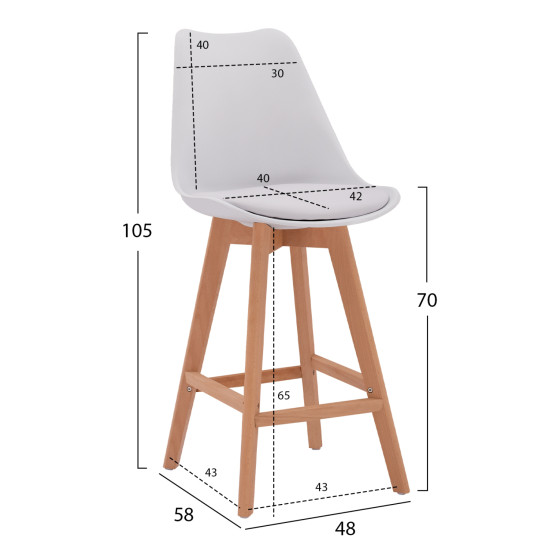 Bar Stool Vegas HM8000.11 White 48x58x105 cm