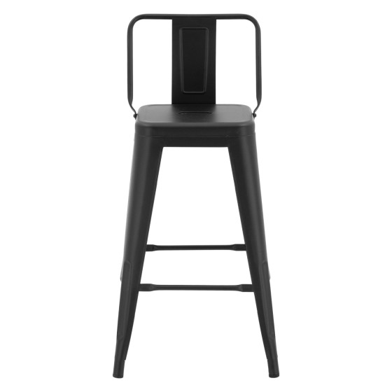 Bar Stool middle height Metalic with back in black matte HM8574.3242x42x89,5cm