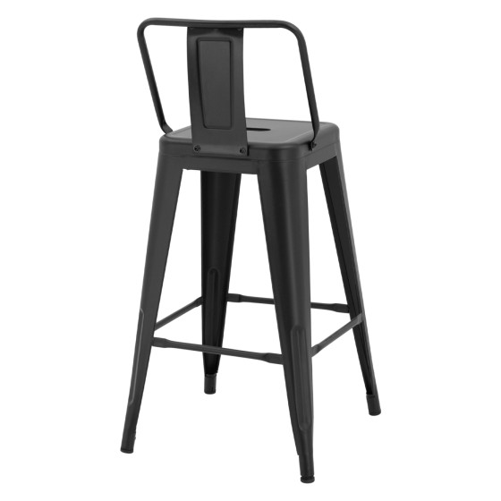 Bar Stool middle height Metalic with back in black matte HM8574.3242x42x89,5cm