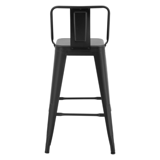 Bar Stool middle height Metalic with back in black matte HM8574.3242x42x89,5cm
