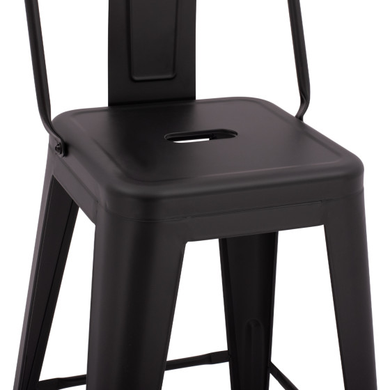 Bar Stool middle height Metalic with back in black matte HM8574.3242x42x89,5cm